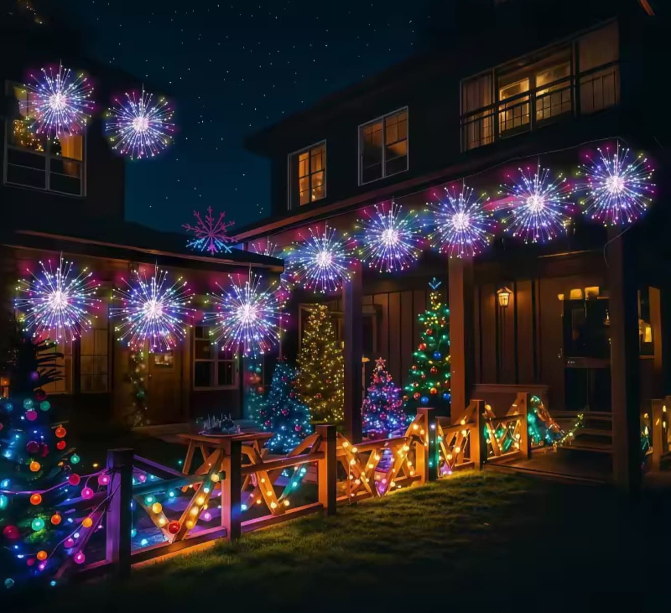 LUCES LED FUEGOS ARTIFICIALES CON PANEL SOLAR