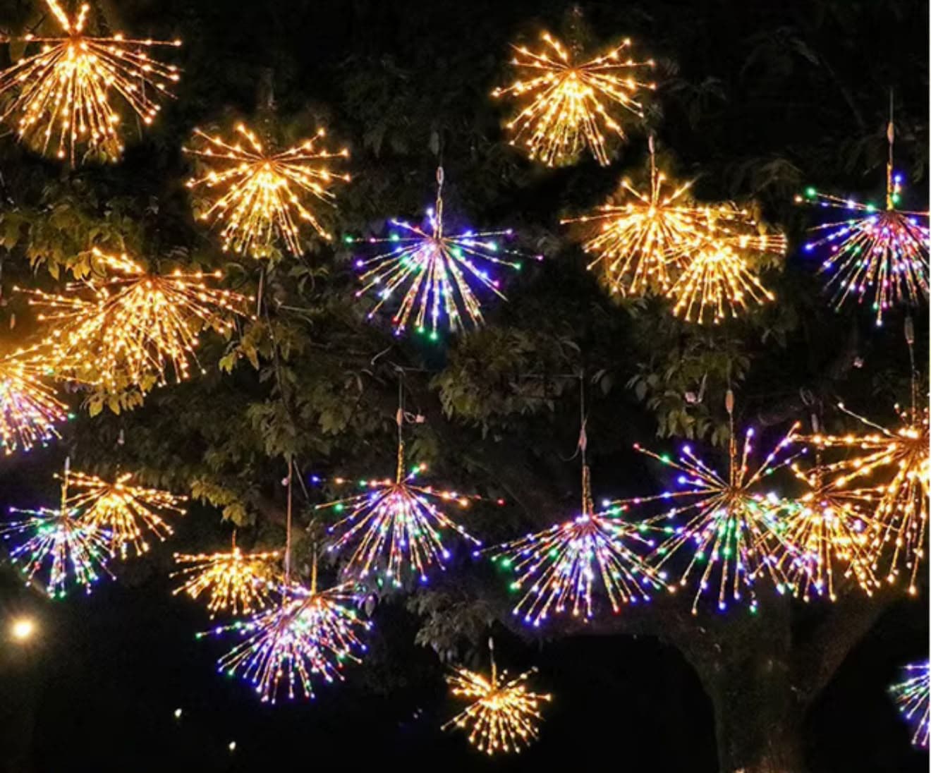 LUCES LED FUEGOS ARTIFICIALES CON PANEL SOLAR