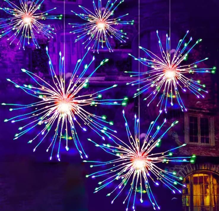 LUCES LED FUEGOS ARTIFICIALES CON PANEL SOLAR