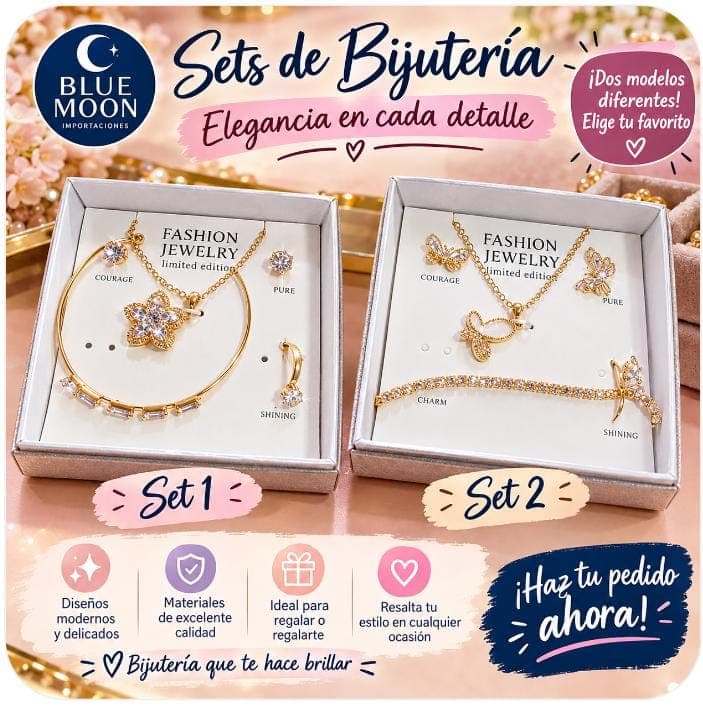 SET DE COLLAR+ARETE+PULSERA+ANILLO