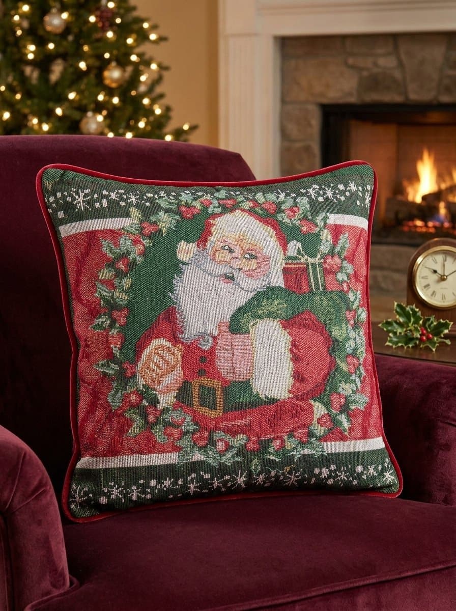 FUNDA DE COJÍN NAVIDEÑO DE GOBELINO