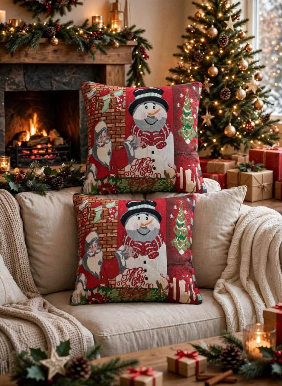 FUNDA DE COJÍN NAVIDEÑO DE GOBELINO