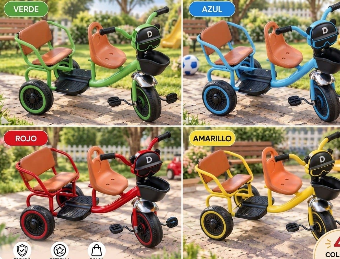 TRICICLO KIDS DE DOBLE ASIENTO* ✨🎶🚲