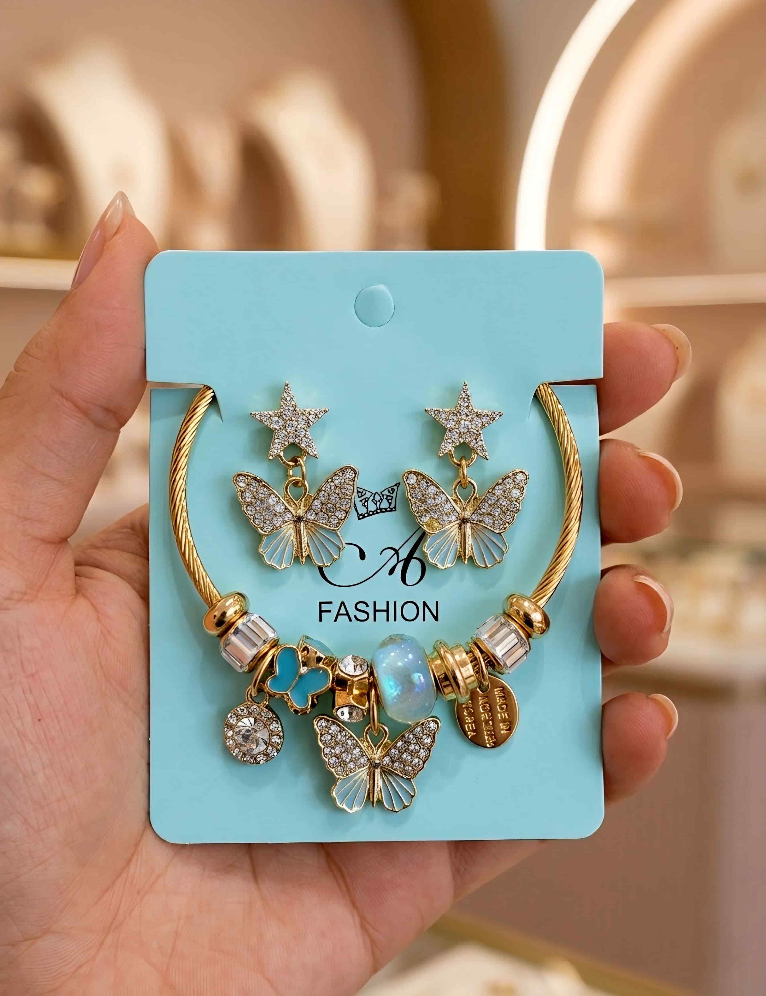 ARETES + PULSERA PANDORA