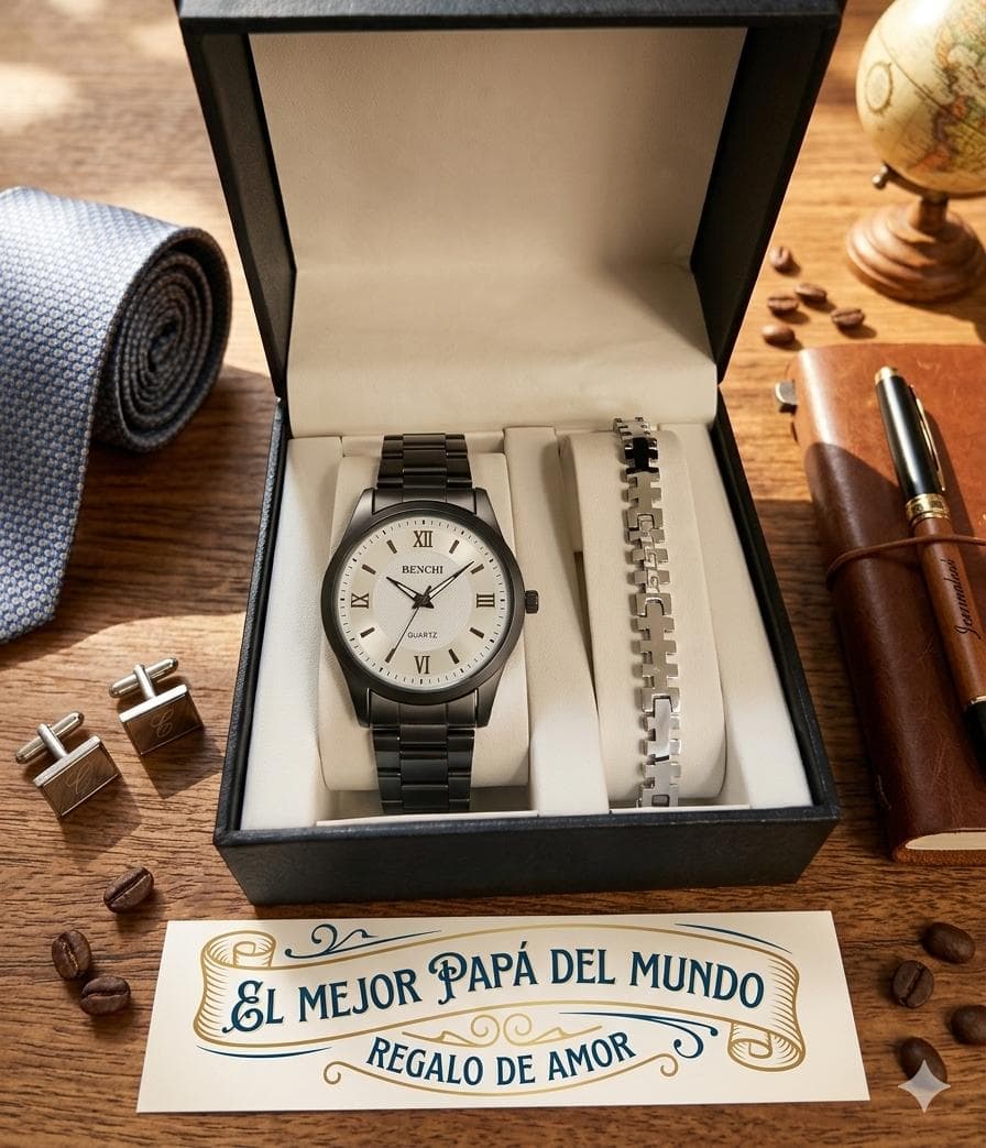 RELOJ + PULSERA MEN + CAJA A1