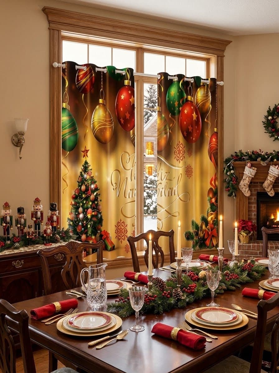 CORTINAS NAVIDEÑAS DE 2 PIEZAS