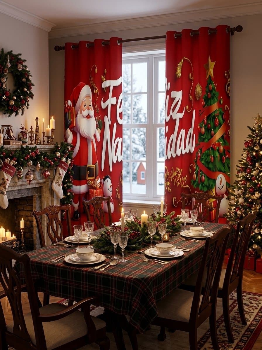 CORTINAS NAVIDEÑAS DE 2 PIEZAS