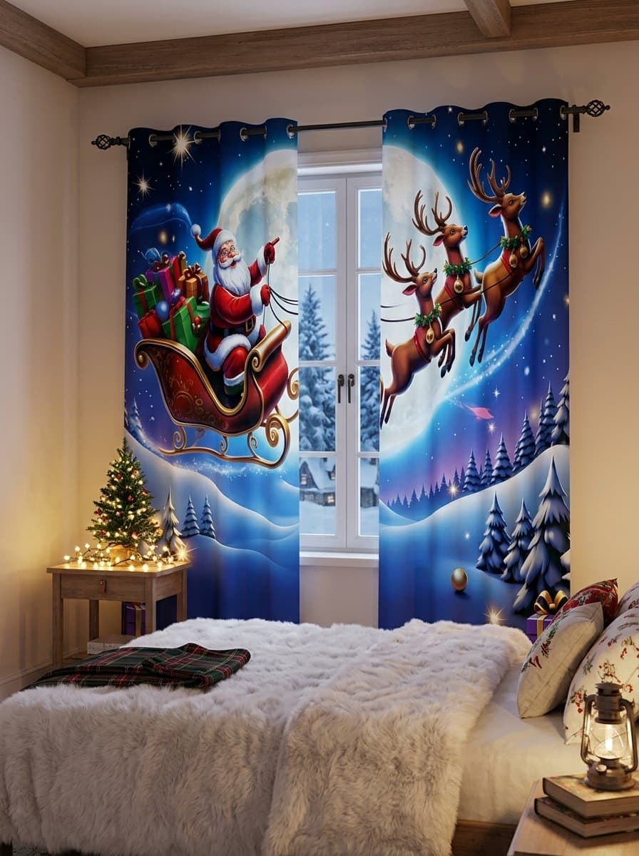 CORTINAS NAVIDEÑAS DE 2 PIEZAS